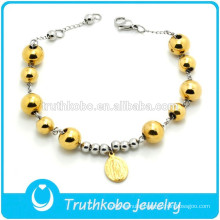 TKB-B0168 Wholesale Stretch Beaded Gold Plating Catholic Saint Adjustable Bracelet Clasp